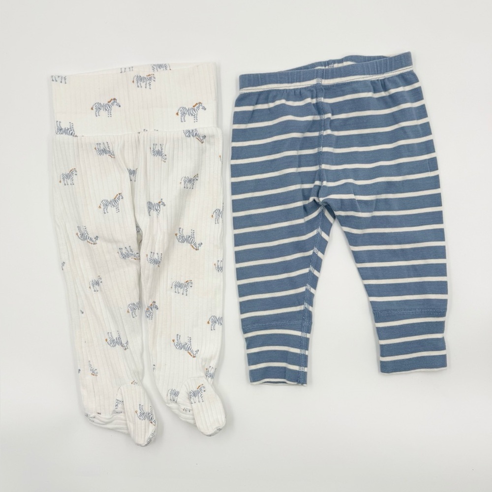 Hanna Andersson & Carter's pants Set of 2 Blue & white footed 6-12 months